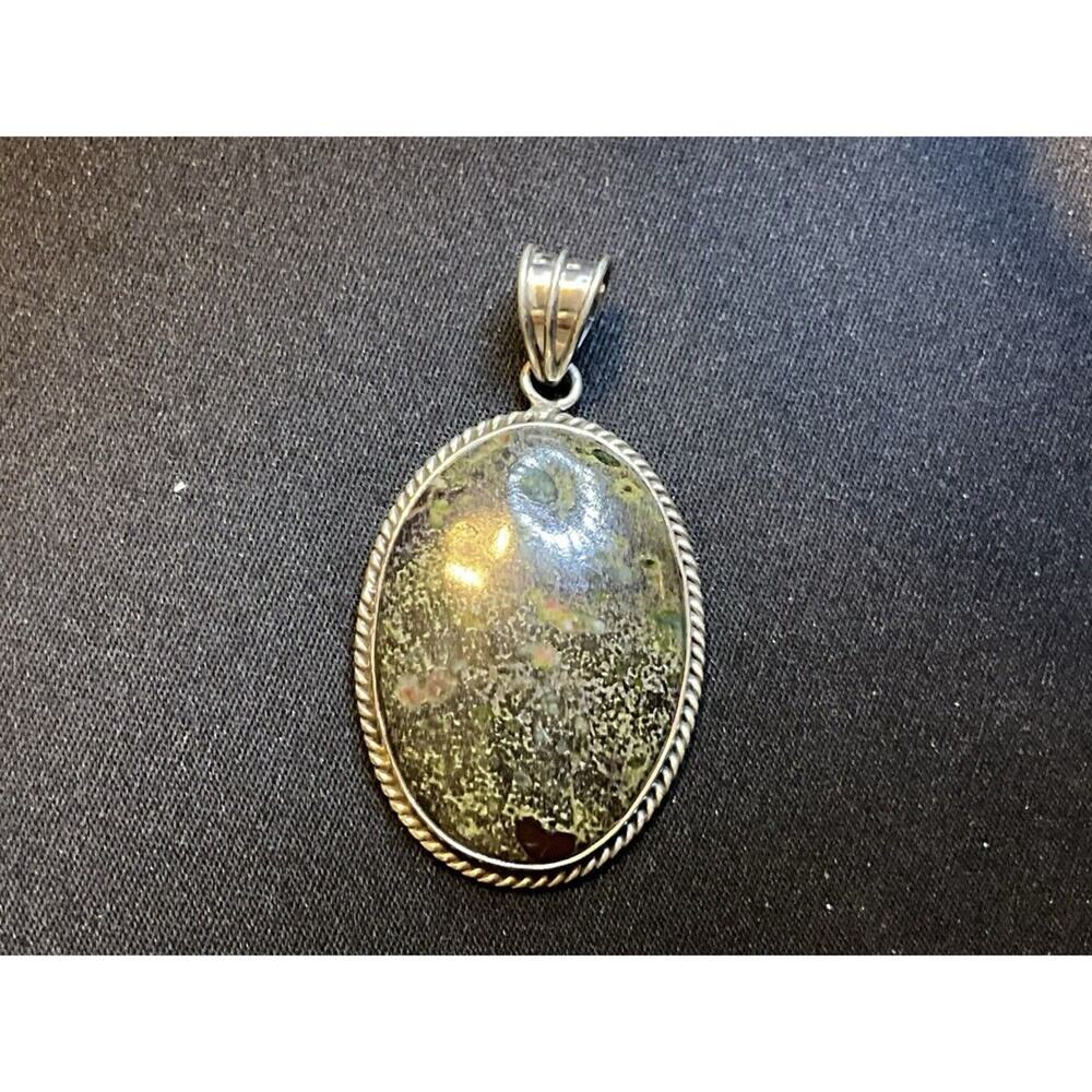 925 Sterling Silver Pendant with Ocean Jasper Stone